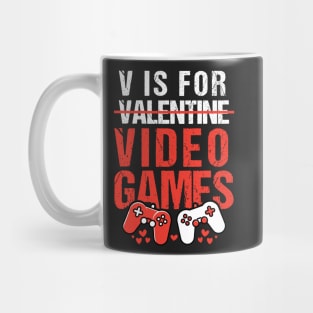 V Is For Video Games Funny Valentine's Day Gamer Mug